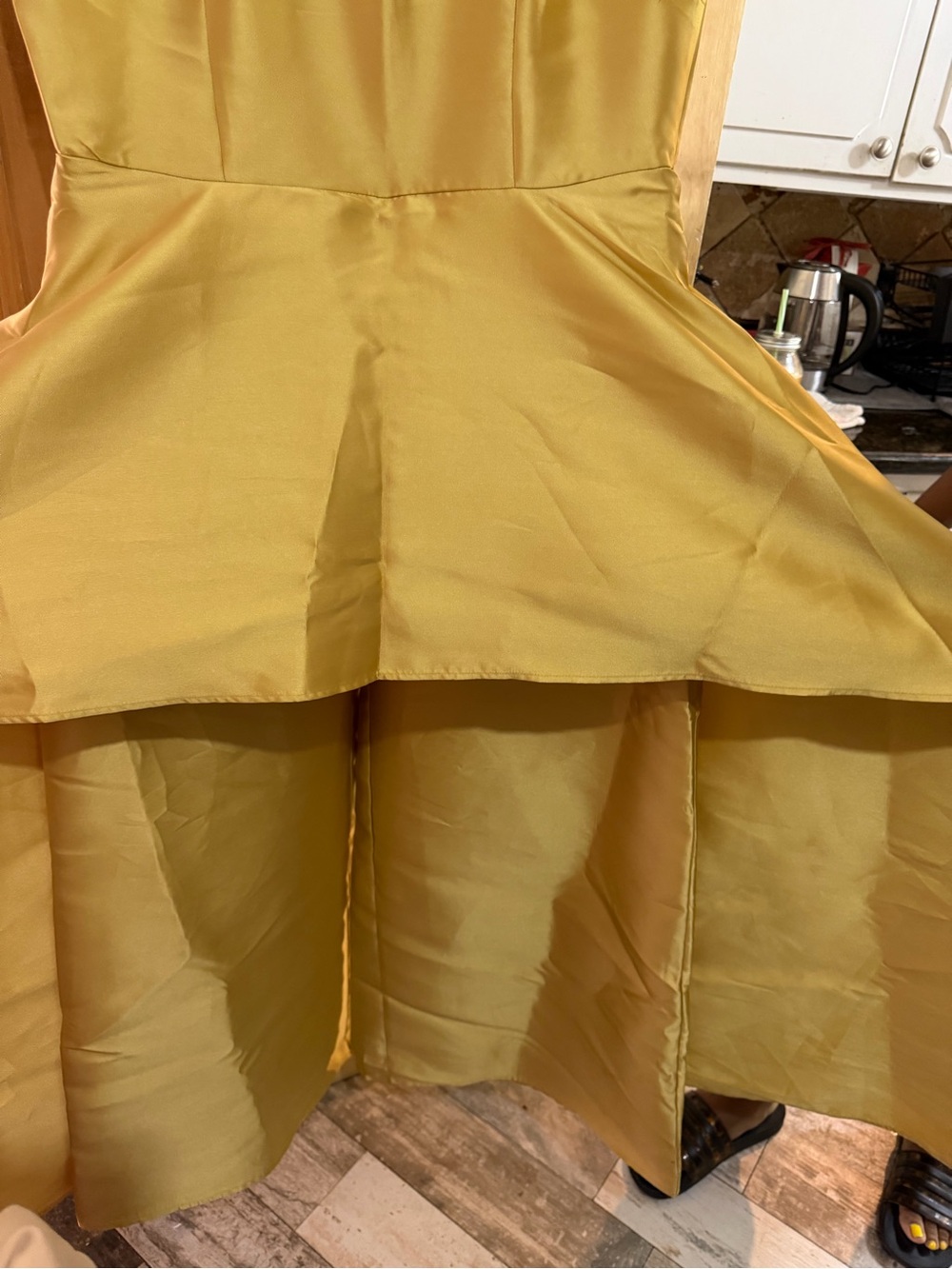 Women's Yellow Peplum Evening Skirt